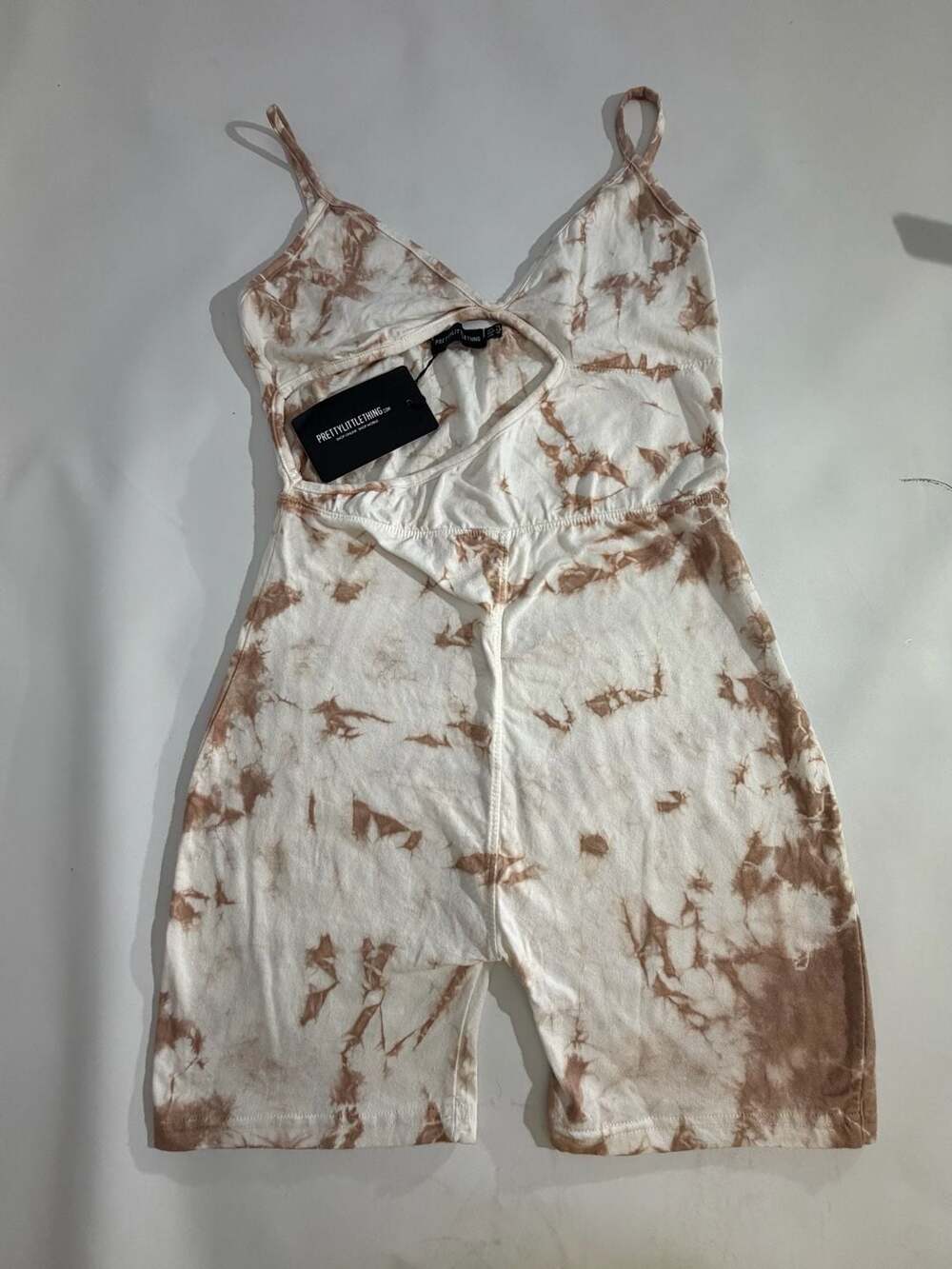 PrettyLittleThing Tie Dye Cutout Biker Romper Playsuit NWT Womens 10